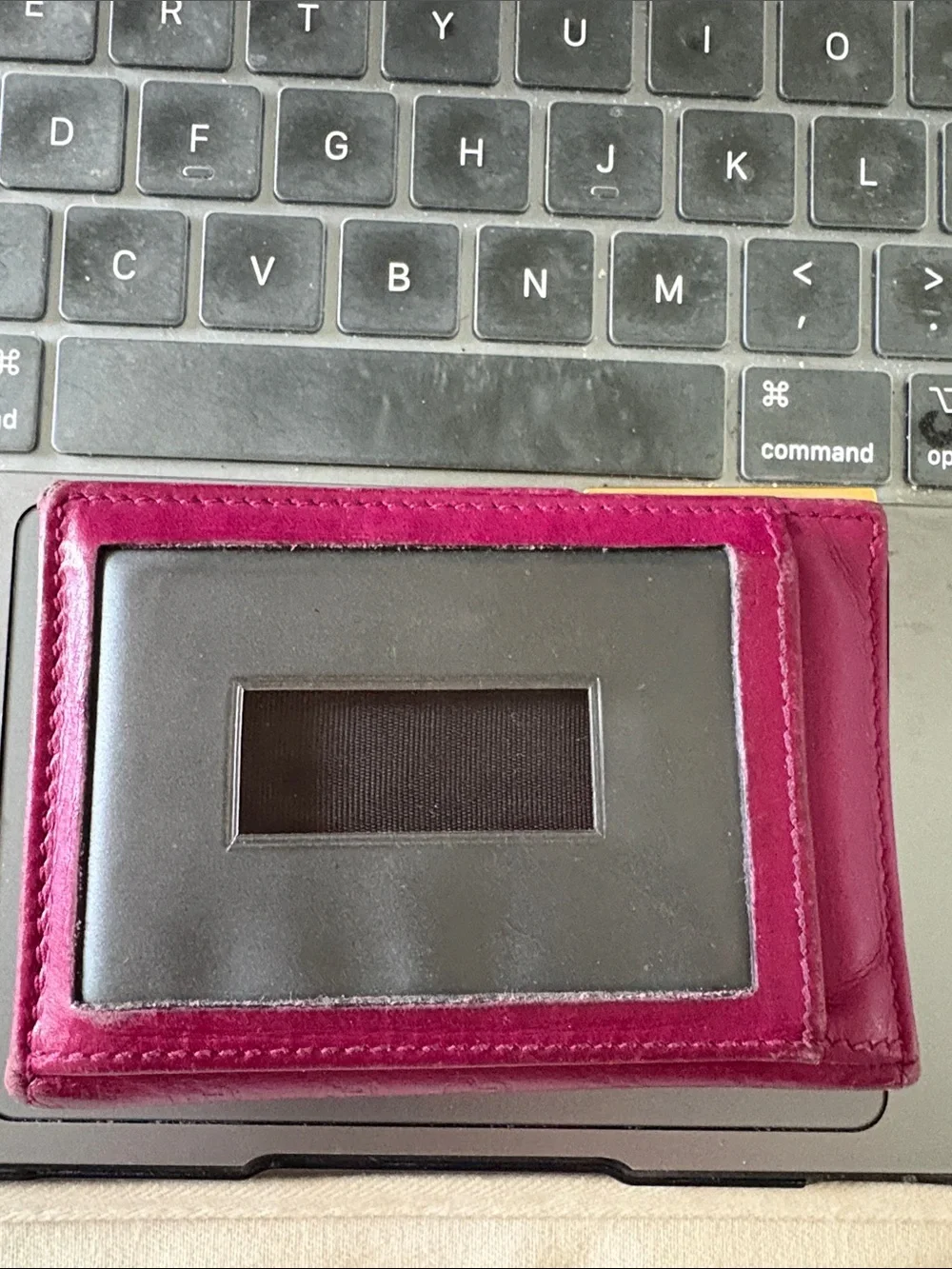 Gucci Plum Embossed GG Leather Card Wallet with Gold Plaque